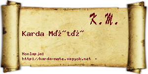 Karda Máté névjegykártya